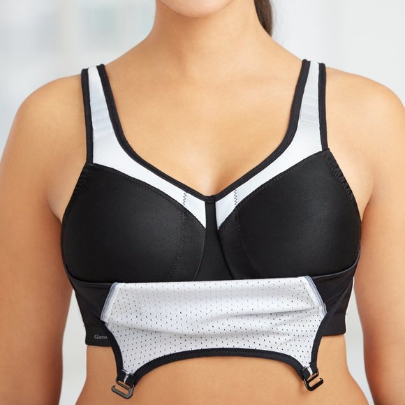 Glamorise SPORT Bra 32B (DOUBLE-LAYER) Wicking (PADDED-STRAPS) WHITE NEW - Picture 9 of 9
